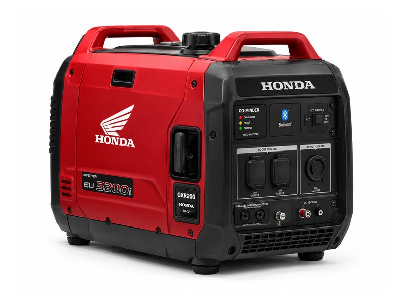 Honda EU3200i inverter generator — red enclosed body with Bluetooth and CO-MINDER